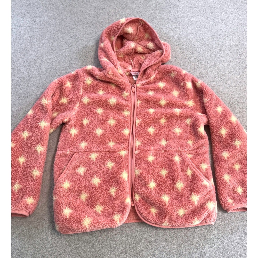 Hanna Andersson Sherpa Fleece Hoodie Kids Size 10 Pink Starburst Full Zip